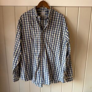 Brooks Brothers Blue and Cream Plaid Shirt, Size XXL, Like New
